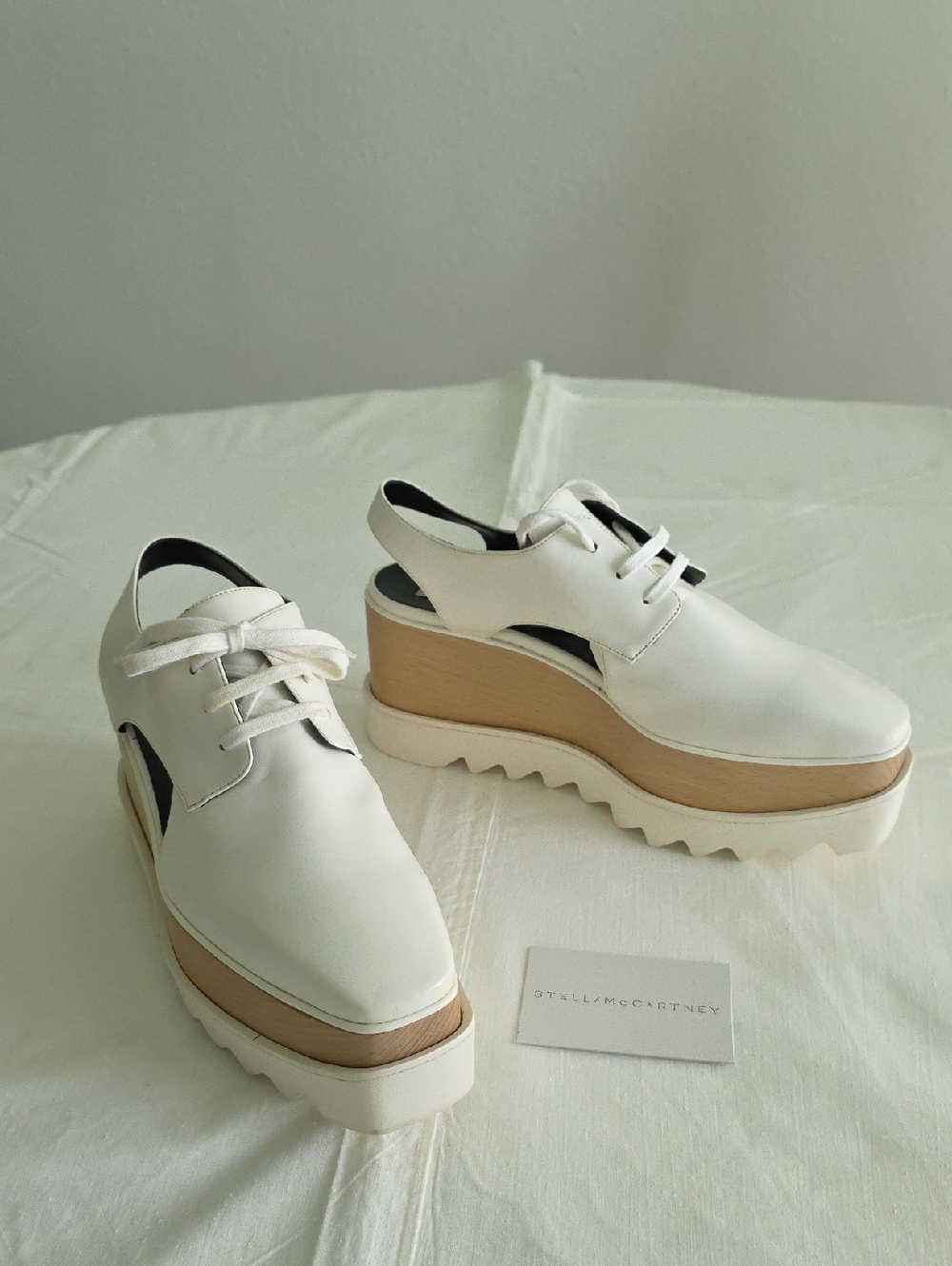Stella McCartney White Platform Slingback Oxfords
